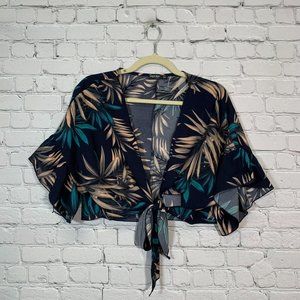Shein Tropical Tie Front Top 1x